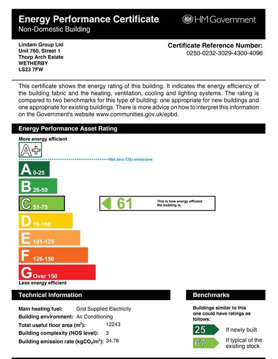 ENERGY PERFORMANCE CERTIFICATE FURTHER INFORMATION For further information or to arrange a viewing, please contact:- Andrew Summersgill Chris Riley/Miles Youdan Jones Lang LaSalle RY Partnership City