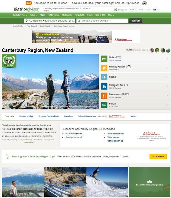 Christchurch Content Getting richer content means moving the interest to other travellers o