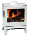 the flames Black stove paint Very powerful airwash to help keep the glass panel free of deposits djustable log guard for either wood or solid fuel vailable in Traditional Black stove paint finish