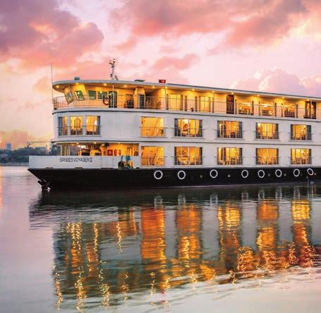 Ganges Voyager II THIS FIVE-STAR HOTEL floats through India. The magnificent design and décor onboard this ship draw inspiration from the colors and gorgeous scenery throughout India.
