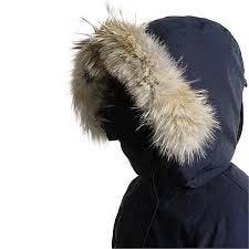Fur ruff sewn to hood of windproof jacket.