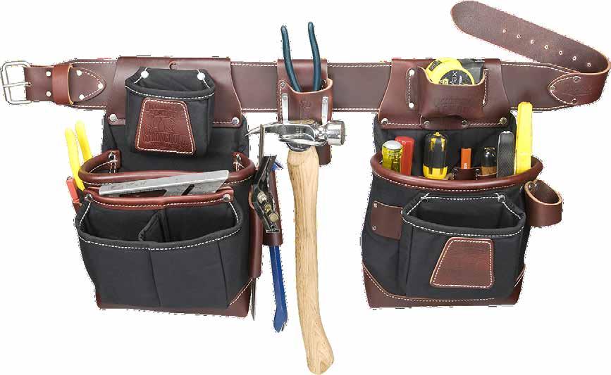 Leather / Nylon Tool Belt Systems 8580 - FatLip Tool Bag Set Signature design for production carpenters. 10 deep! main bags reinforced with full leather bottom.