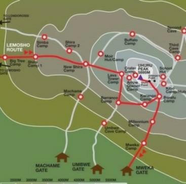 The 7 Lemosho Day Lemosho Route Route The Lemosho Route has only recently opened up to trekkers wishing to tackle Kilimanjaro from the western Lemosho glades.
