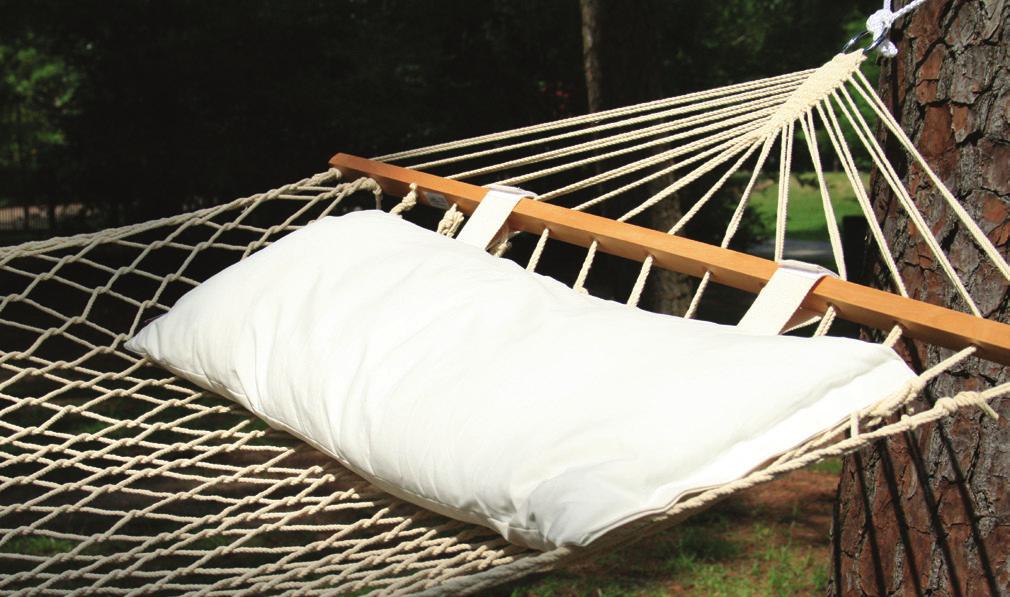 14266 Canvas Hammock Pillow 34" x 14" Heavy-duty natural color cotton canvas Filled with polyester