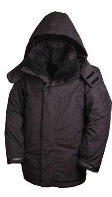 2-way adjust able hood and storm collar that secures with Velcro Heavy-duty, Center-front YKK locking zipper Polartec fleece-lined collar and chin guards.