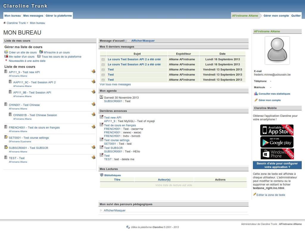 Slika 16 - screenshot sučelja Claroline LMS sustava za online edukaciju (Izvor: http://www.linuxlinks.