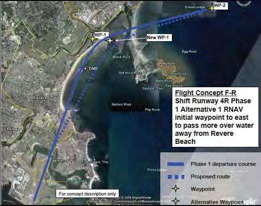 BOSTON LOGAN AIRPORT NOISE STUDY JUNE 2012 Measure ID: F-R Measure Description: Shift Runway 4R Phase 1 Alternative 1 RNAV initial fix to east to move the course away from Revere Beach, while