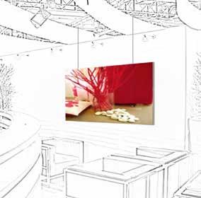 AE Frame allows 1 or 2 sided graphics which can be mounted on the wall, suspended from the