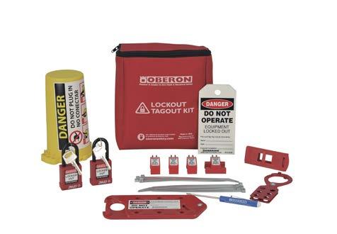 36 LOTO Personal LOTO Electrical Kit Pouch that can be worn on your belt 4 tall x 6 wide x 2 deep Zippered Top Color: Bright Red Made in USA Kit