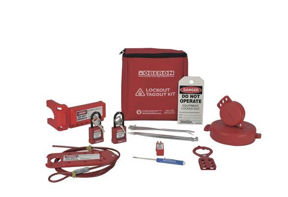 37 Valve Lockout Bag Medium Storage Bag with Belt Loop 8 tall x 6 wide x 3 deep Zippered Top Color: Bright Red Made in USA Kit Contains: (2) Red Padlocks w/ 1¾ shackle, (3)