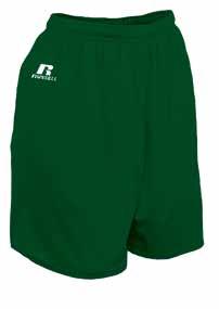 Multi-needle covered waistband with inside quickcord Side entry pockets Two-needle hemmed leg opening 9 inseam on all sizes R RUSSELL on lower