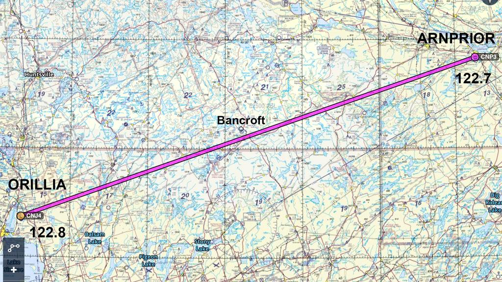 2018 INTERPROVINCIAL AIR TOUR PILOT BRIEFING Page 5 CNJ4 ORILLIA TO ARNPRIOR Direct leg is 133nm over rugged terrain.