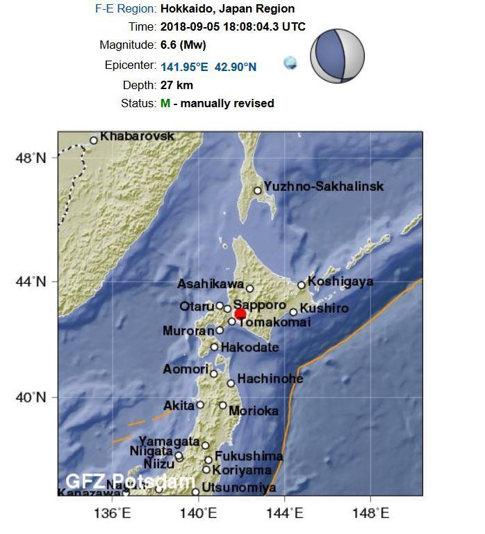 The Hokkaido Earthquake: a (very) preliminary analysis revision 1