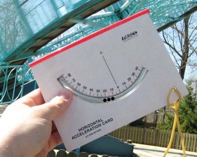 On roller coasters you should be able to place the angle meter on the side armrest of the train to measure the angle.