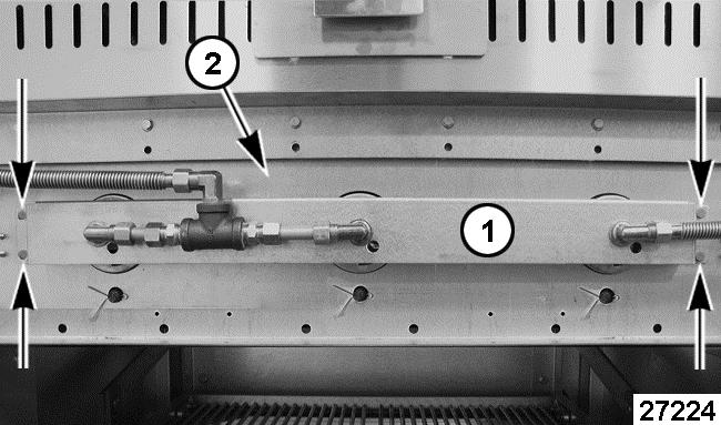 Fig. 13 6. Remove screws securing manifold bracket [1] Fig. 14 to burner support [2] Fig. 14. Allow bracket to drop down out of the way.