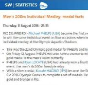 GAMES NEWS SERVICES Sport Previews Event Previews Medal Facts These information will be delivered for each single event and each single sport Daily Previews Daily Reviews The preview will be provided