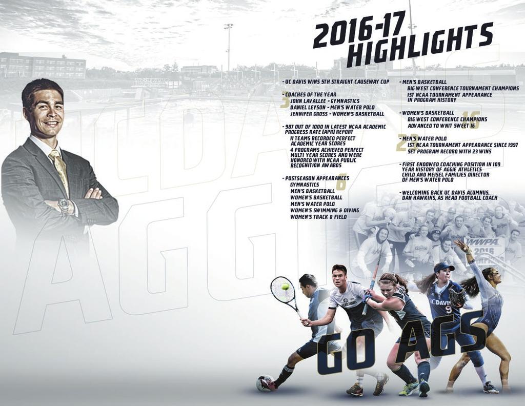 TEAM AGGIE: TOGETHER WE ARE CHAMPIONS As my first year as the Director of Athletics for UC Davis comes to a close, I am filled with a growing sense of optimism about the future of Aggie Athletics.