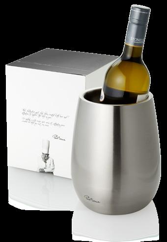 Double walled stainless steel wine cooler presented in a