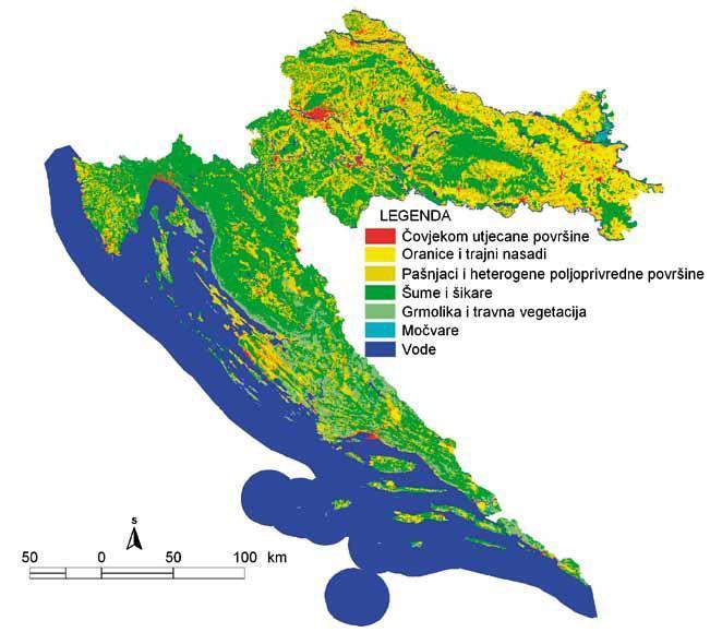 Karta 4: Iskorištenost zemljišta u Republici Hrvatskoj Izvor: EEA Europska agencija za zaštitu okoliša 3.1.2 Demografski podaci Prema popisu stanovništva iz 2011.