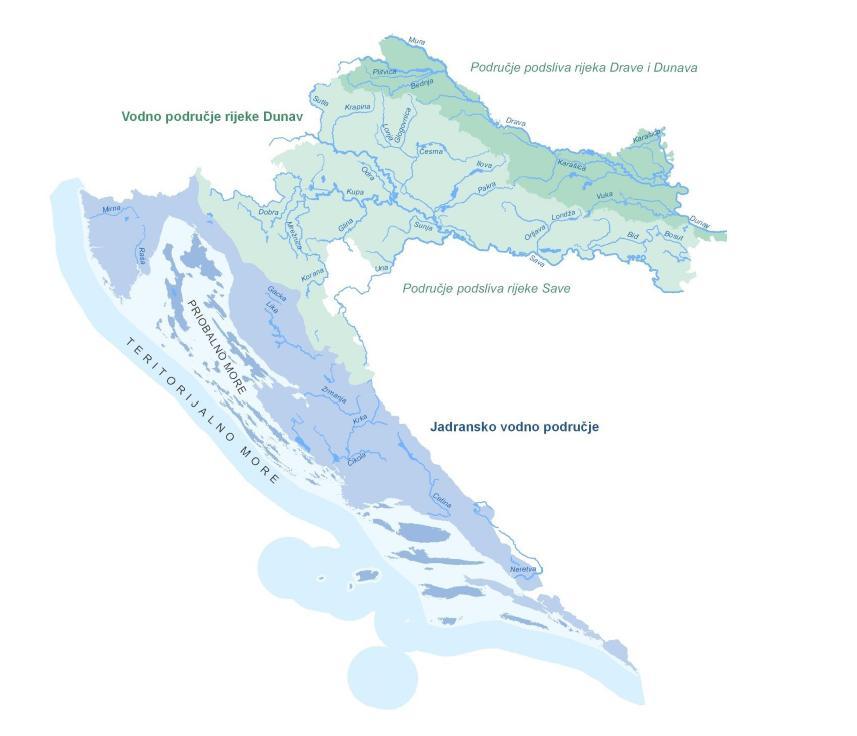 Karta 5: Riječna vodna područja u Hrvatskoj Izvor: Plan upravljanja riječnim vodnim područjem, lipanj 2013.