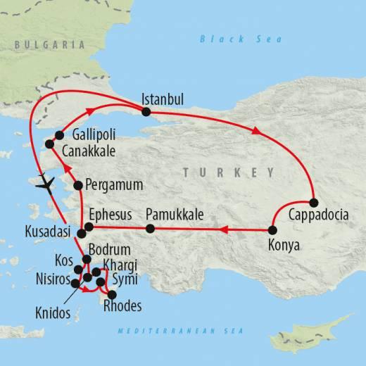 HIGHLIGHTS AND INCLUSIONS Trip Highlights Turkey - Sights as per the Classical Turkey itinerary: Istanbul, Cappadocia, Konya, Pamukkale, Pergamum, Ephesus, Kusadasi, Canakkale, Troy and the Gallipoli