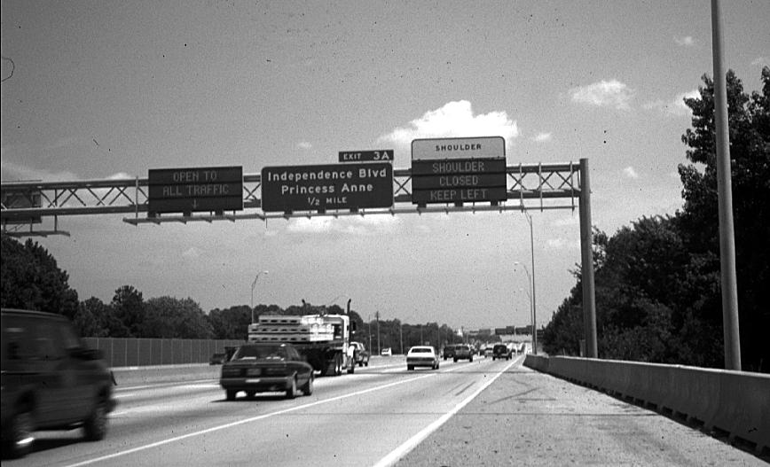 Figure 25. HOV Guide Sign, I-64 Rt. 44 Concurrent lanes on the left side of Rt. 44 operate as HOV lanes during the peak periods.