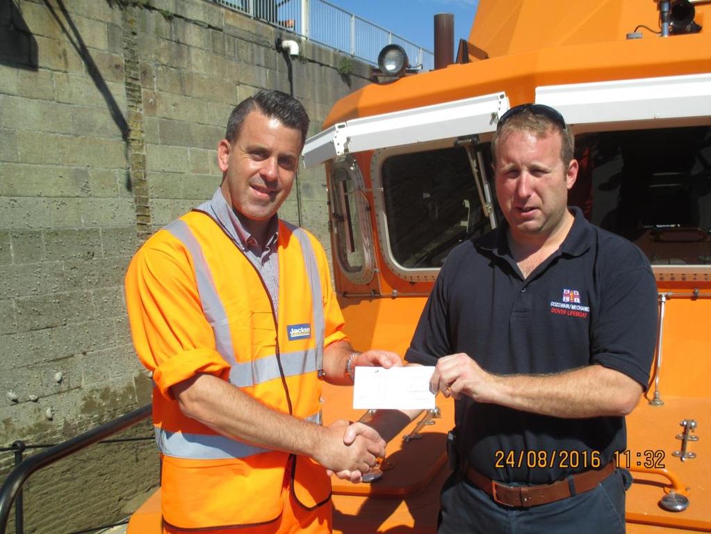 A20 Junction Improvement Work Progress Jackson Civil Engineering recently raised some money during a charity golf day and it was decided to donate the money to the Dover RNLI who are based near the