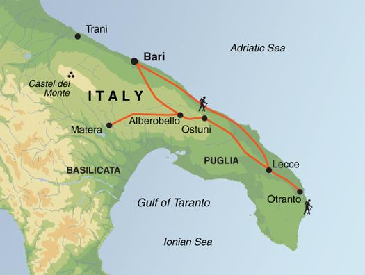 Puglia: Discover the Heel of Italy - Trip Notes General Trip info Map Trip Code: EADE Trip Length: 8 Trip starts in: Lecce Trip ends in: Matera Meals: All breakfasts, 1 lunch, 1 dinner/cookery class