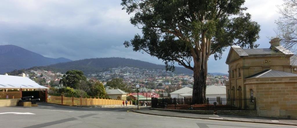This picture shows the proximity of the Barracks to the heart of Hobart.