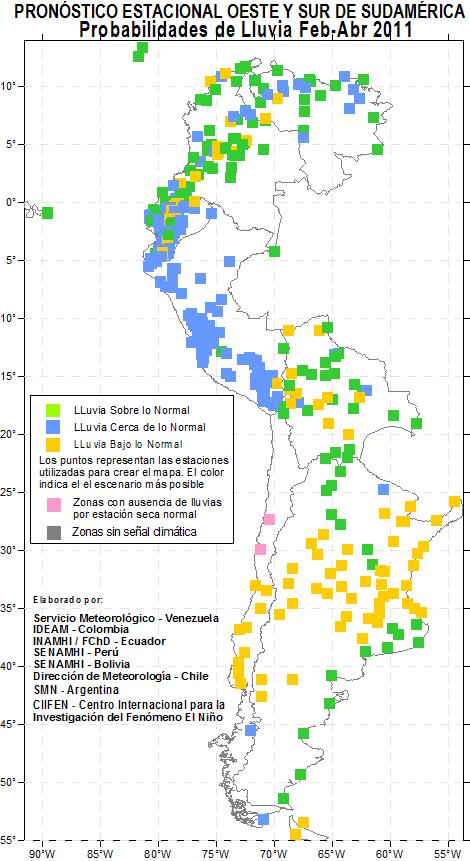 Regional Humanitarian response and main issues Regional rainfall forecast February April 2011 Venezuela: More probabilities of precipitation above normal levels in most of the country.
