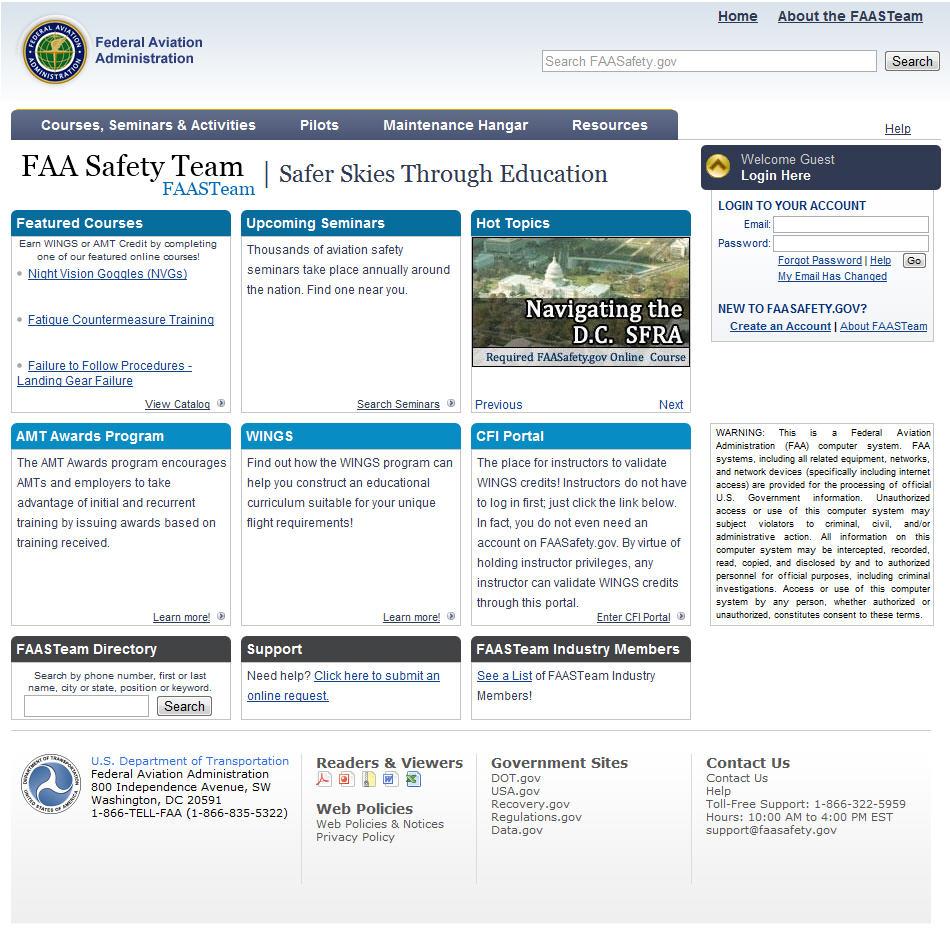 2. Accessing the WINGS Program You can access the WINGS Program from the main FAA Safety website at: http://www.faasafety.