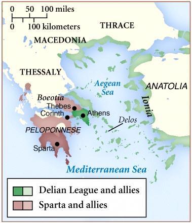 Peloponnesian War Sparta and Athens other enemies form a counter to the Delian League 431 BC