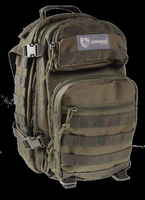 quick-release chest buckle MOLLE webbing allows attachment of load-bearing equipment