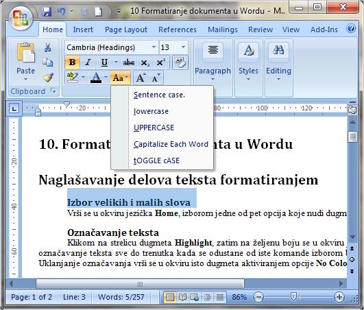 Formatiranje dokumenata u Microsoft Office Word 2007 12.
