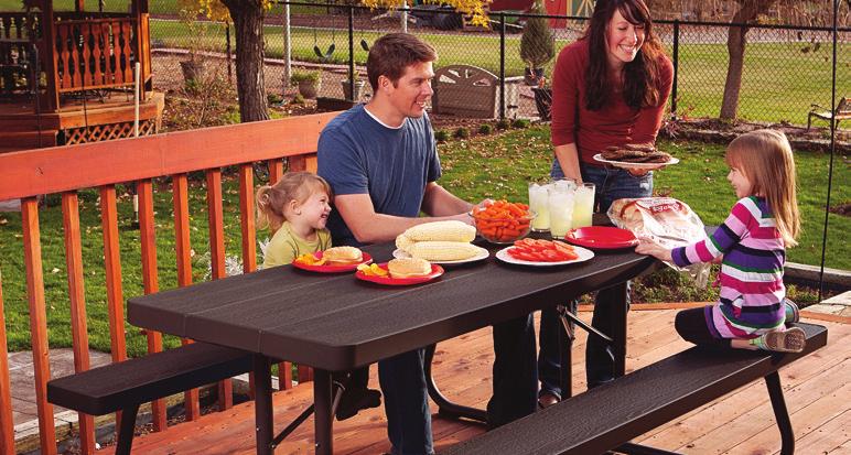 With a UV-protected surface, this Lifetime folding picnic table can be easily
