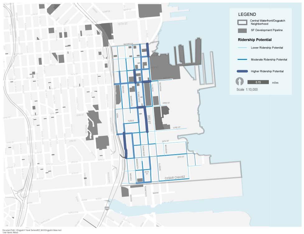 12 Figure 9: Map from the Dogpatch-Central Waterfront Transit Demand Study The Central Waterfront Travel Demand Analysis also explored how the SFMTA meets the current and anticipated future demand of