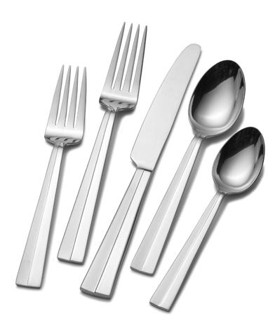 Wallace Home Loft Wallace Home Loft is available as a 45-piece set, which includes: 8 salad forks, 8 dinner forks, 8 dinner knives, 8 dinner spoons, 8 teaspoons, 1 tablespoon, 1 pierced tablespoon, 1