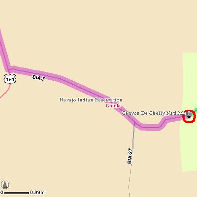 MAP: 37 of 38 Continuing to Canyon De Chelly National Monument, Az Remaining Distance: 2.6 miles (4.2km) 32. Turn LEFT onto BIA-7.