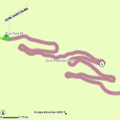 MAP: 1 of 38 Zion National to Bryce Canyon National Distance: 83.3 miles (134.1 km) 1. Start out heading SOUTH on ZION CANYON ROAD towards UT-9. Drive for a short distance. 2.