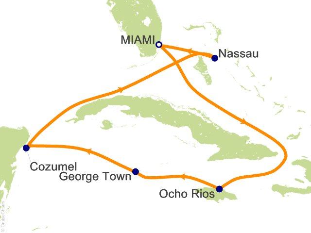 Itinerary 7 Night Western Caribbean July 29 th to August 5 th 2017 Day Port of Call Arrival Time Depart Time Sat Miami, FL 07:00 PM Sun Relaxing day at Sea Mon Ocho Rios,