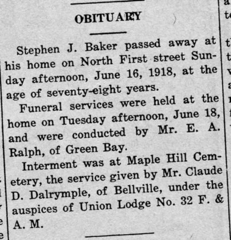 June 20, 1918, Evansville Review, p. 1, col. 3, Evansville, Wisconsin Issachar F. Baum OBITUARY Issachar F. Baum was born March 8, 1822, in Euclid township Chester County, Pa.