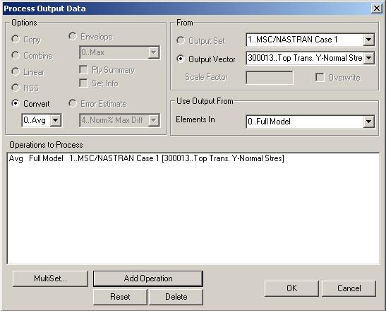 Za NASTRAN v2003 padajući izbornici Model / Output / Process... - otvara se prozor Process Output Dana: odjeljak Options aktivirajte opciju Convert i u opciju odaberite 0.