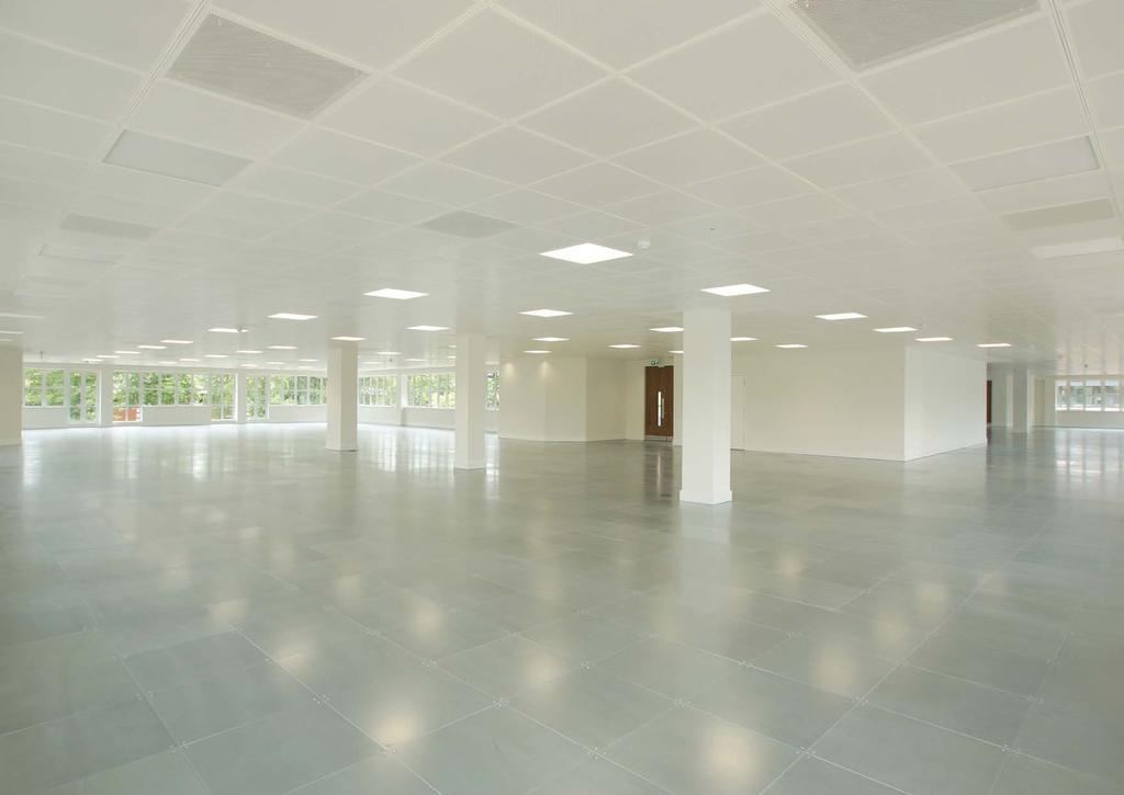 Category A specification New VRF air conditioning New raised access floors (void 150mm) Enhanced occupancy density of 1:8 sq m New metal suspended ceilings with recessed LED lighting New 10 person