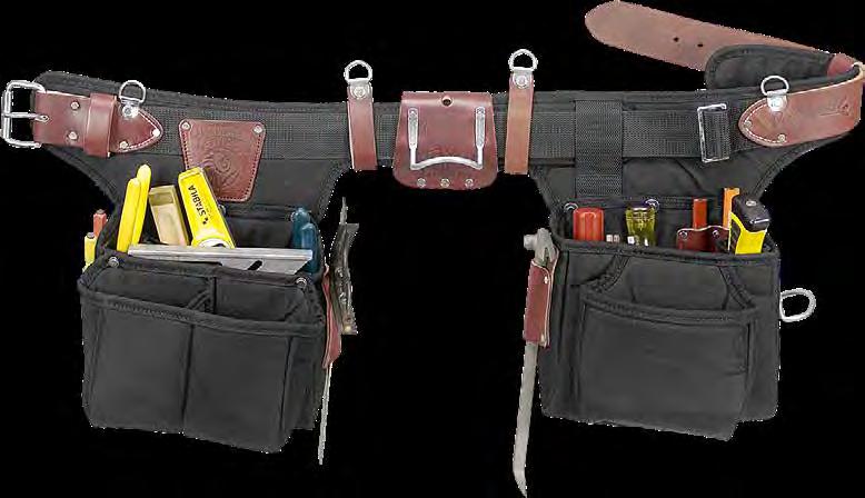 B5060 Style 5059 5589 Style 9850 - Adjust-to-Fit FatLip Tool Belt Set Signature design for production carpenters. 10 deep! main bags reinforced with full leather bottom.