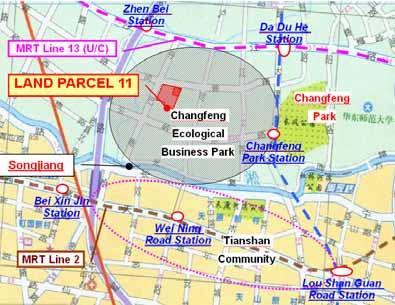 area 39,540 sq m Within Changfeng Ecological Business Park in Putuo District 5km to Hongqiao Transportation