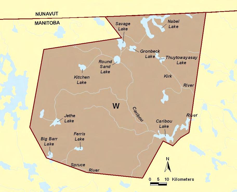 Caribou River Drawn from Director of Surveys Plan # 20154 Land Use Category Wilderness (W) Size: 764,000 ha or 100% of the park.