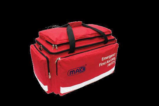 Max Emergency First Aid Bag FM 071 First Aid Bag (34.5 x 19.5 x 46.5cm) Made of thick PVC material with reflective strips.