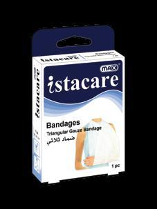 Istacare Triangular Gauze Bandage A triangular bandage can be folded in the shape of a rectangle. It can be placed over a large wound to absorb blood and stop bleeding, functioning as a trauma pad.