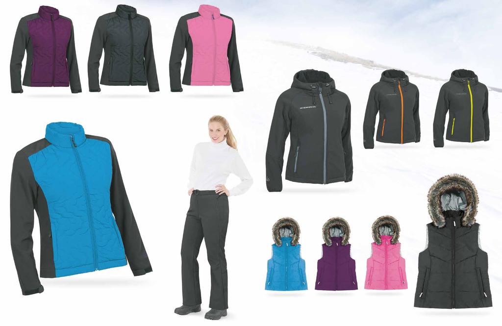 Soft ShellS For ladies TRIPLE LAMINATE OF DWR COATED NYLON, WINDPROOF/WATERPROOF MEMBRANE AND MICRO-FLEECE - WATER REPELLENT AND BREATHABLE - IDEAL FOR AEROBIC ACTIVITY - ZIPPERED POCKETS, INTERNAL