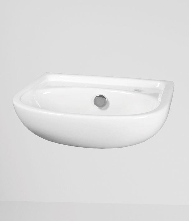 vitreous china basin ideal for a minimalist room design. Single right hand tap hole and chrome overflow 32mm waste and 4.